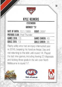 2011 Select AFL Champions #58 Kyle Reimers Back